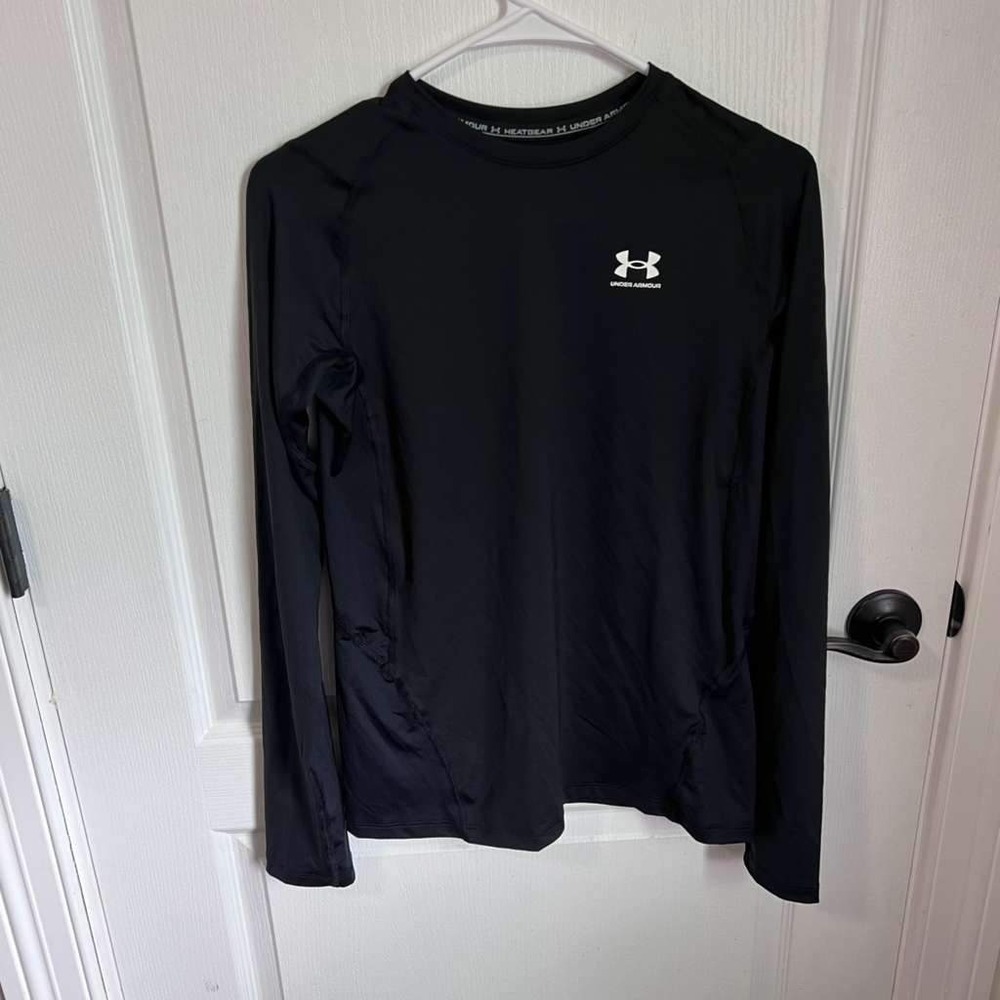Under Armour HeatGear Boys Youth XL Black Long Sleeve Fitted Compression Shirt